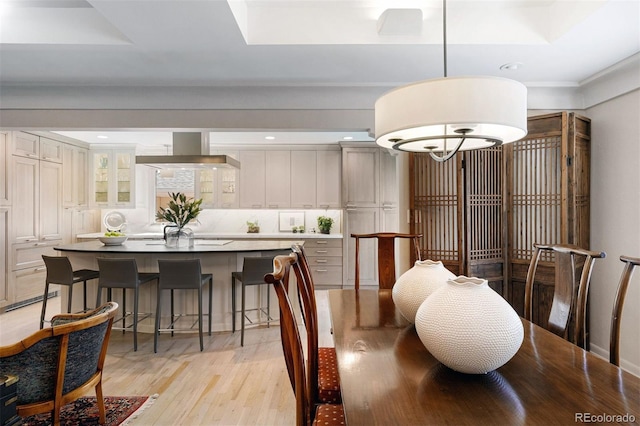 dining room with light wood-type flooring