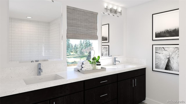 full bath featuring double vanity and a sink