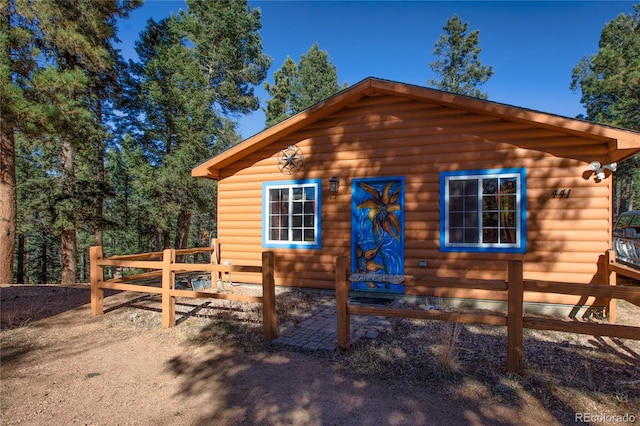 view of log home