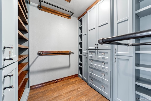 spacious closet with light wood-type flooring