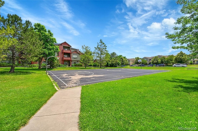 5220 Boardwalk Dr Unit A14, Fort Collins, CO 80525 - view of basketball court with a lawn and community basketball court