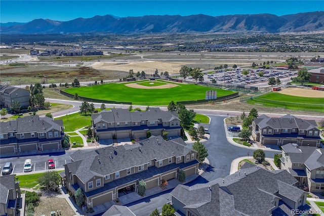 aerial view with a mountain view