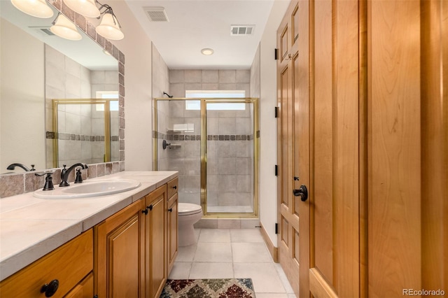 22554 Treetop Ln, Golden, CO 80401 - full bath with a shower stall, vanity, toilet, and tile patterned flooring