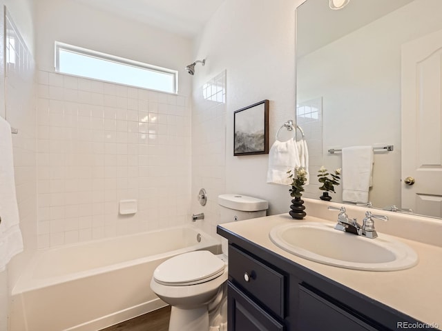 21770 Mount Elbert Pl, Parker, CO 80138 - full bathroom featuring vanity, bathing tub / shower combination, and wood finished floors
