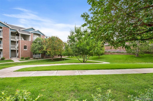 view of property's community featuring a yard