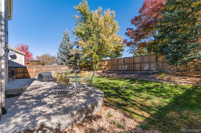 view of yard with a patio area