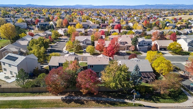 birds eye view of property featuring a mountain view