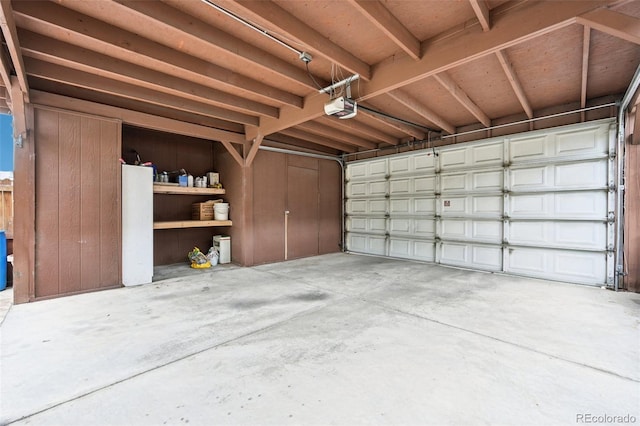 garage with a garage door opener