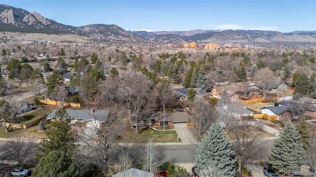 bird's eye view featuring a mountain view and a residential view