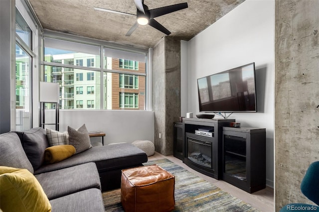 1700 Bassett St Unit 409, Denver, CO 80202 - living area with a ceiling fan and wood finished floors