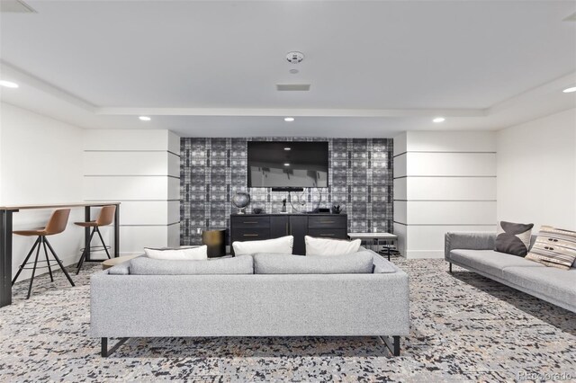 1700 Bassett St Unit 409, Denver, CO 80202 - living area featuring recessed lighting, baseboards, and a raised ceiling