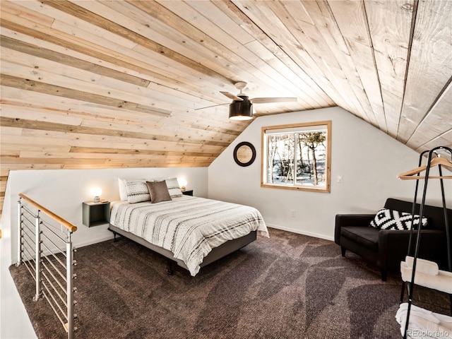 2946 Middle Fork Vis, Fairplay, CO 80440 - bedroom with carpet, ceiling fan, wood ceiling, and lofted ceiling