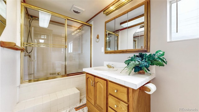 8509 Colorado Ct, Denver, CO 80229 - full bath with vanity and bath / shower combo with glass door