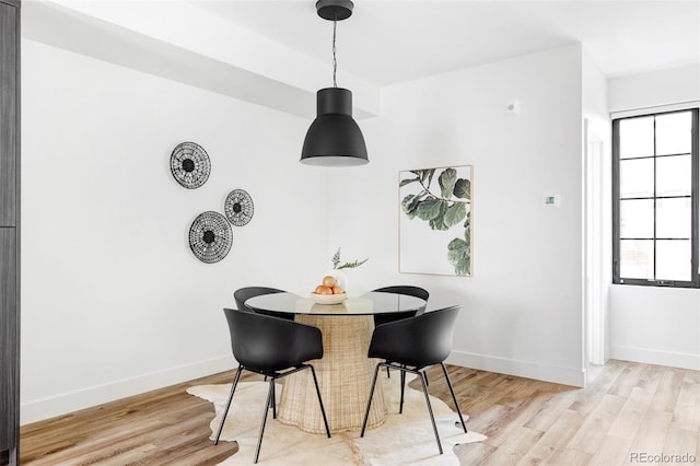 dining area with light hardwood / wood-style floors