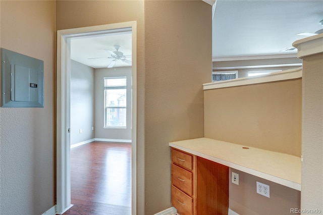 10184 Park Meadows Dr Unit 1317, Lone Tree, CO 80124 - hall with electric panel and wood finished floors