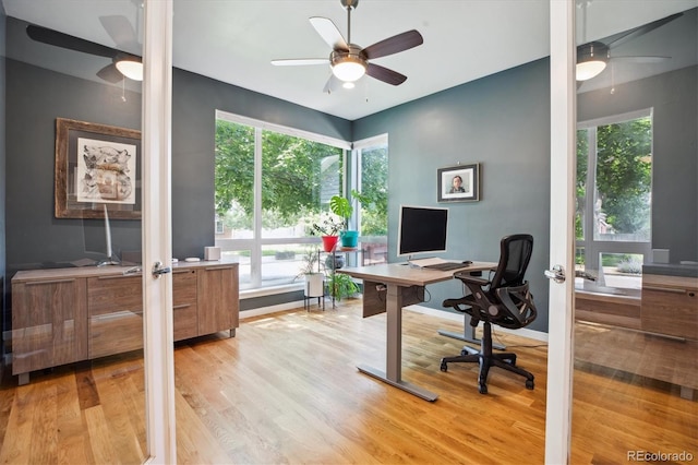 4220 Quitman St, Denver, CO 80212 - office area with a ceiling fan and wood finished floors