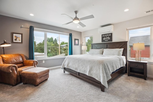4220 Quitman St, Denver, CO 80212 - carpeted bedroom with an AC wall unit, recessed lighting, and ceiling fan