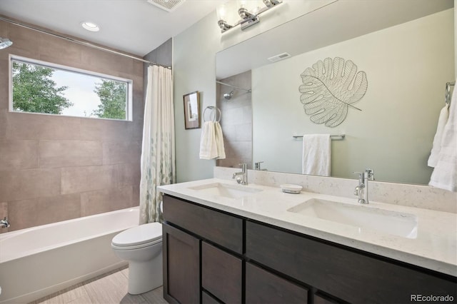 4220 Quitman St, Denver, CO 80212 - full bathroom with shower / tub combo with curtain and double vanity