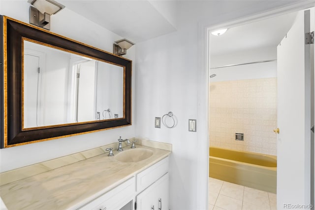 12829 E Nevada Ave, Aurora, CO 80012 - bathroom with vanity, shower / bath combination, and tile patterned floors