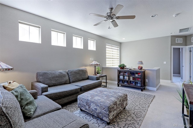 13713 Raritan Ln, Broomfield, CO 80023 - carpeted living room with a ceiling fan and baseboards