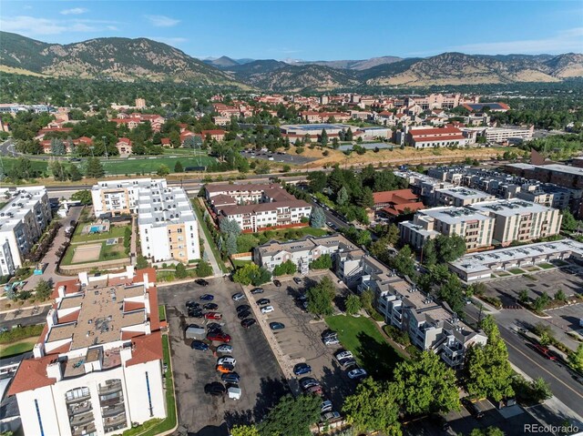 bird's eye view with a mountain view