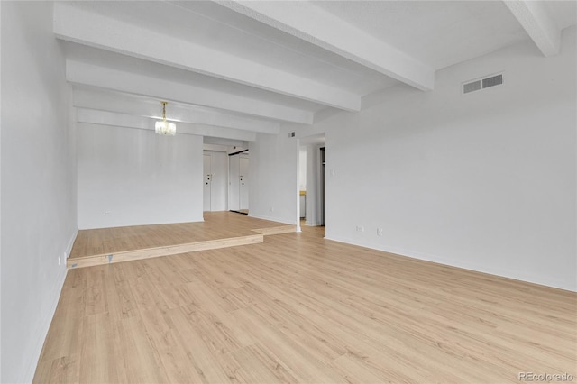8060 E Girard Ave Unit 514, Denver, CO 80231 - unfurnished room featuring beam ceiling and light wood-style flooring