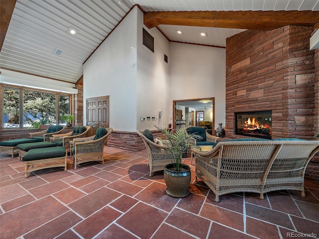 view of terrace with an outdoor living space