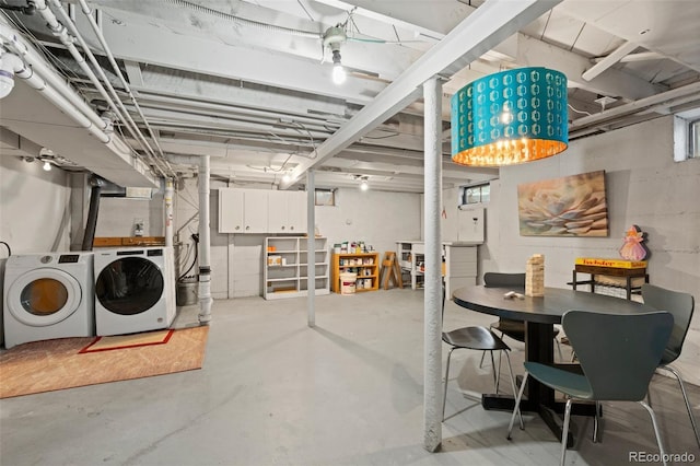 basement featuring separate washer and dryer