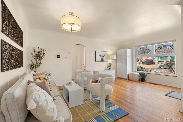 living room featuring light hardwood / wood-style floors