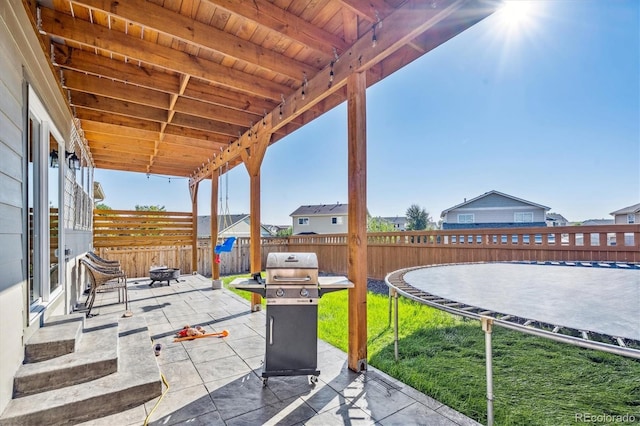 view of patio / terrace with a fenced backyard and a grill