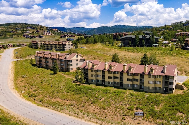 aerial view with a mountain view