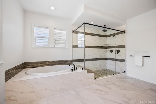 10757 Timberdash Ave, Highlands Ranch, CO 80126 - bathroom featuring a garden tub, a shower stall, and recessed lighting