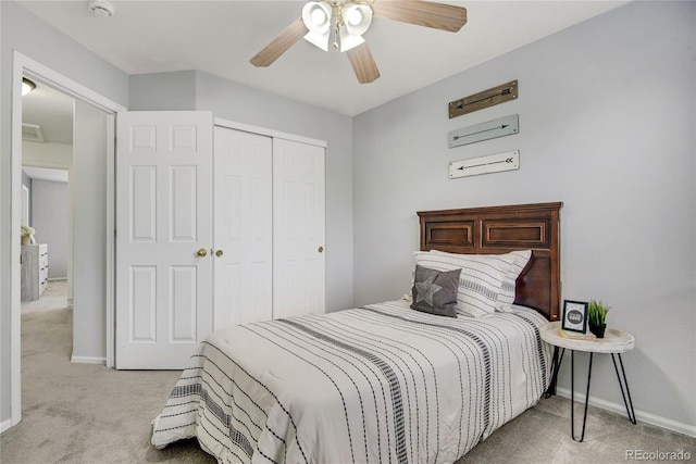 9080 Gale Blvd Unit 4, Thornton, CO 80260 - bedroom with carpet floors, a closet, baseboards, and a ceiling fan