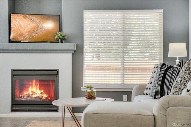 9080 Gale Blvd Unit 4, Thornton, CO 80260 - living area with wood finished floors and a glass covered fireplace