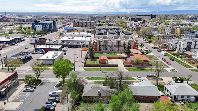 drone / aerial view with a city view