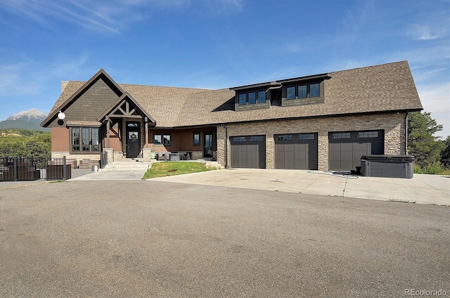 craftsman inspired home featuring a garage