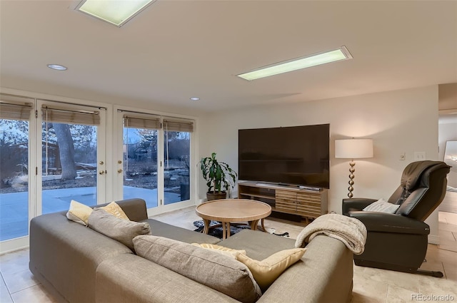 living room featuring french doors