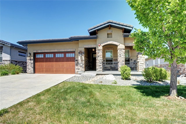 365 Casalon Pl, Superior, CO 80027 - view of front facade with an attached garage, driveway, stucco siding, and stone siding