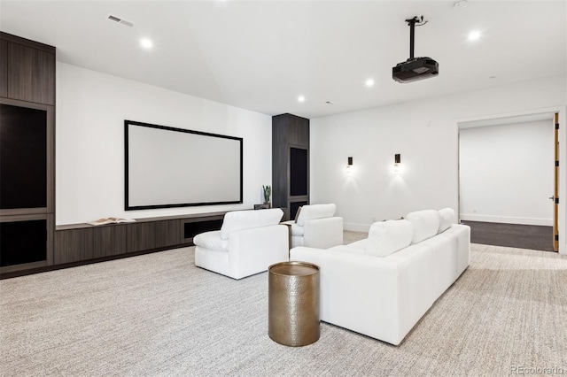 view of carpeted home theater room