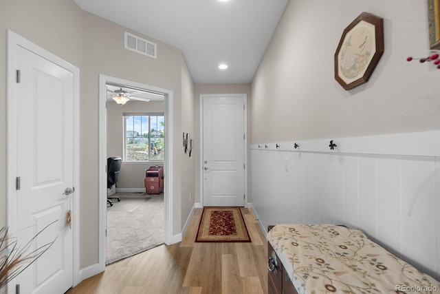 2060 Peralta Loop, Castle Rock, CO 80104 - foyer entrance featuring light wood-style floors, baseboards, recessed lighting, and ceiling fan