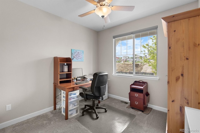 2060 Peralta Loop, Castle Rock, CO 80104 - carpeted office featuring baseboards and ceiling fan