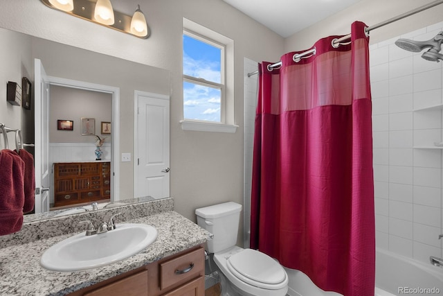 2060 Peralta Loop, Castle Rock, CO 80104 - full bathroom with vanity, toilet, and shower / bathtub combination with curtain