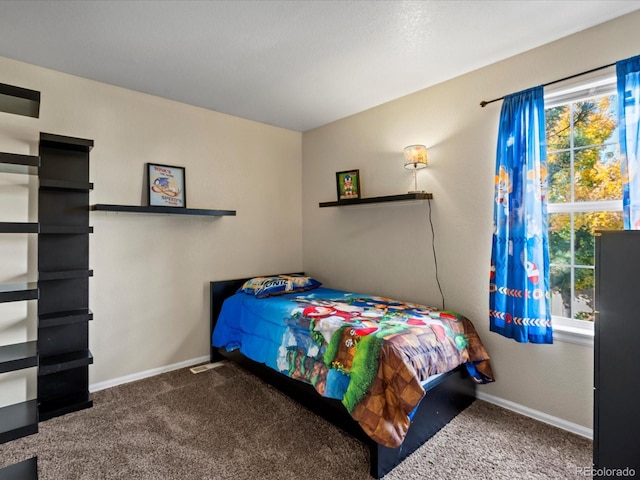 carpeted bedroom with multiple windows