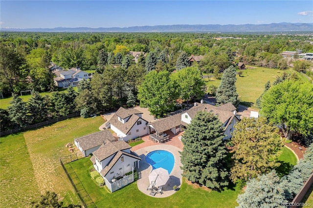 aerial view featuring a mountain view