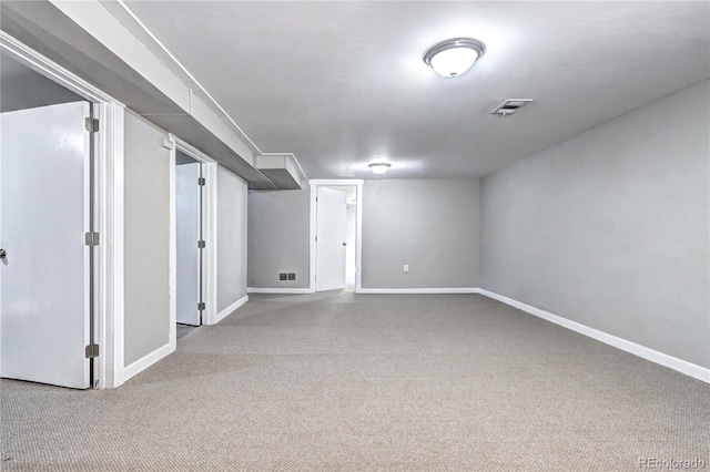 2921 E Colorado Ave, Denver, CO 80210 - finished below grade area featuring carpet, visible vents, and baseboards