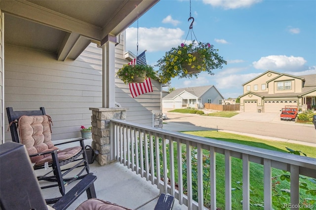 balcony featuring a porch