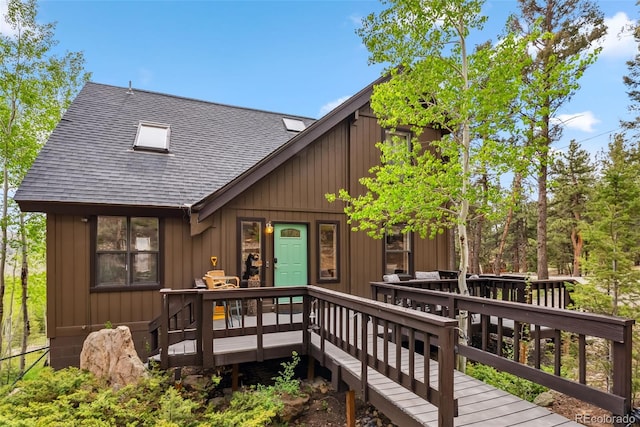 2028 Redhill Rd, Fairplay, CO 80440 - back of house featuring roof with shingles and a deck