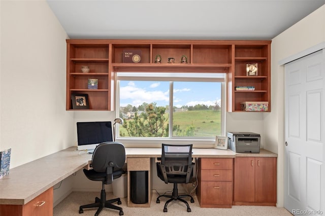home office featuring built in desk
