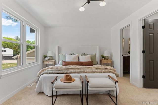 4269 Carter Trl, Boulder, CO 80301 - bedroom featuring light carpet, baseboards, and ensuite bathroom