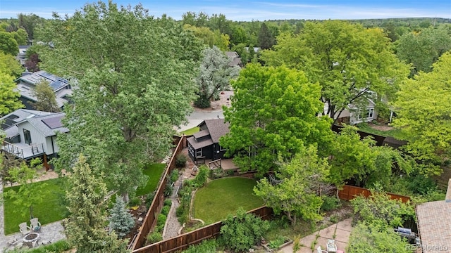 4269 Carter Trl, Boulder, CO 80301 - aerial perspective of suburban area with a heavily wooded area